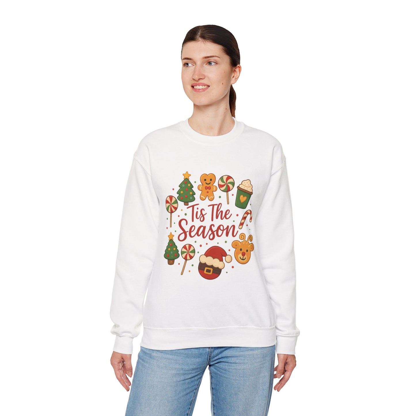 Cute Christmas Cookie & Santa Sweatshirt – ’Tis the Season Holiday Crewneck
