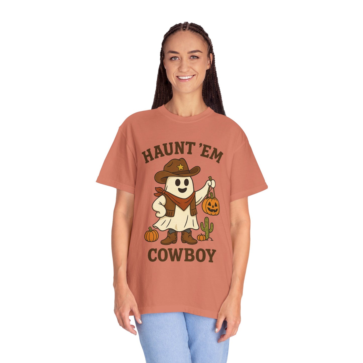 Halloween Cowboy T-Shirt, Unisex Tee, Fall Outfit, Festive Apparel, Pumpkin Costume, Haunt 'Em