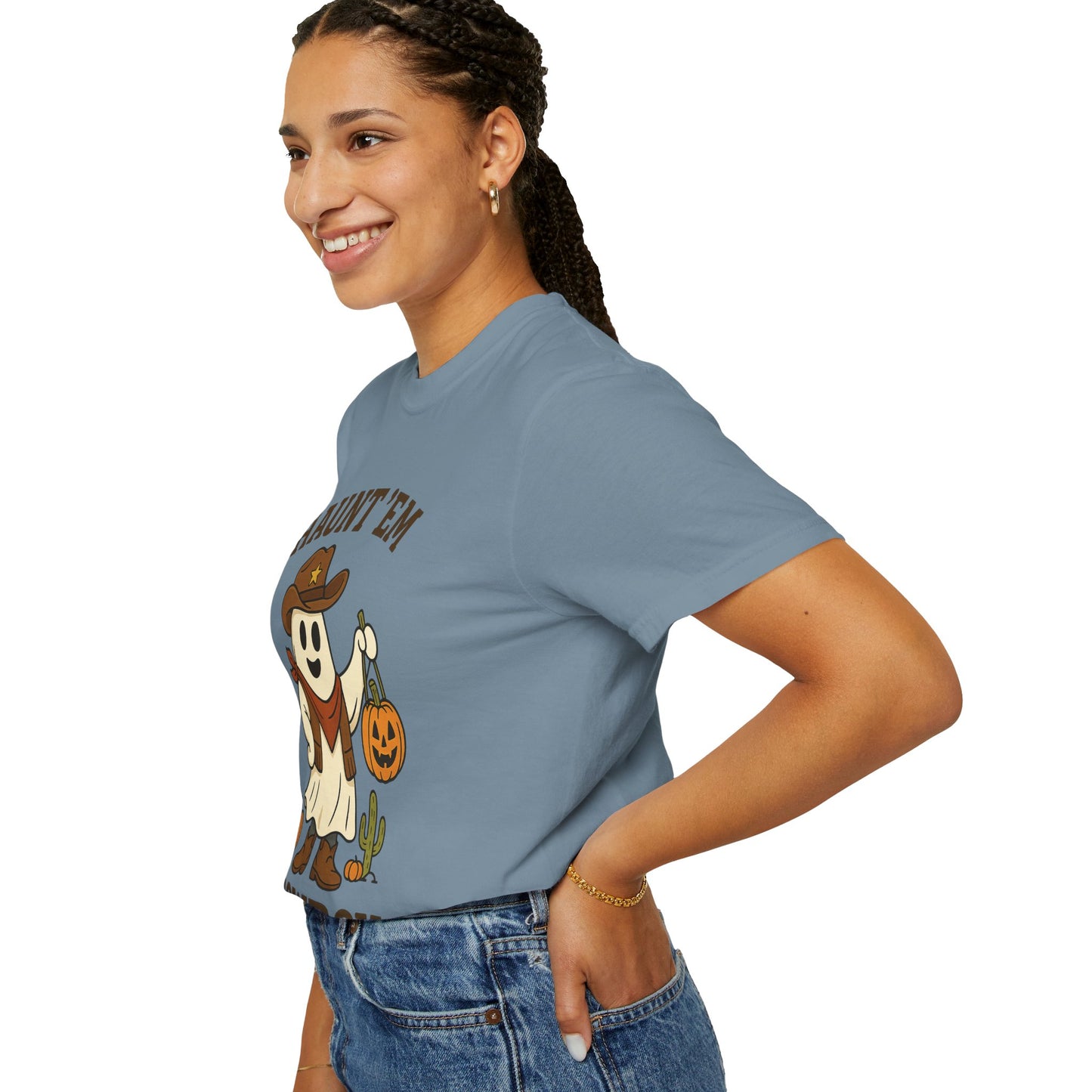 Halloween Cowboy T-Shirt, Unisex Tee, Fall Outfit, Festive Apparel, Pumpkin Costume, Haunt 'Em