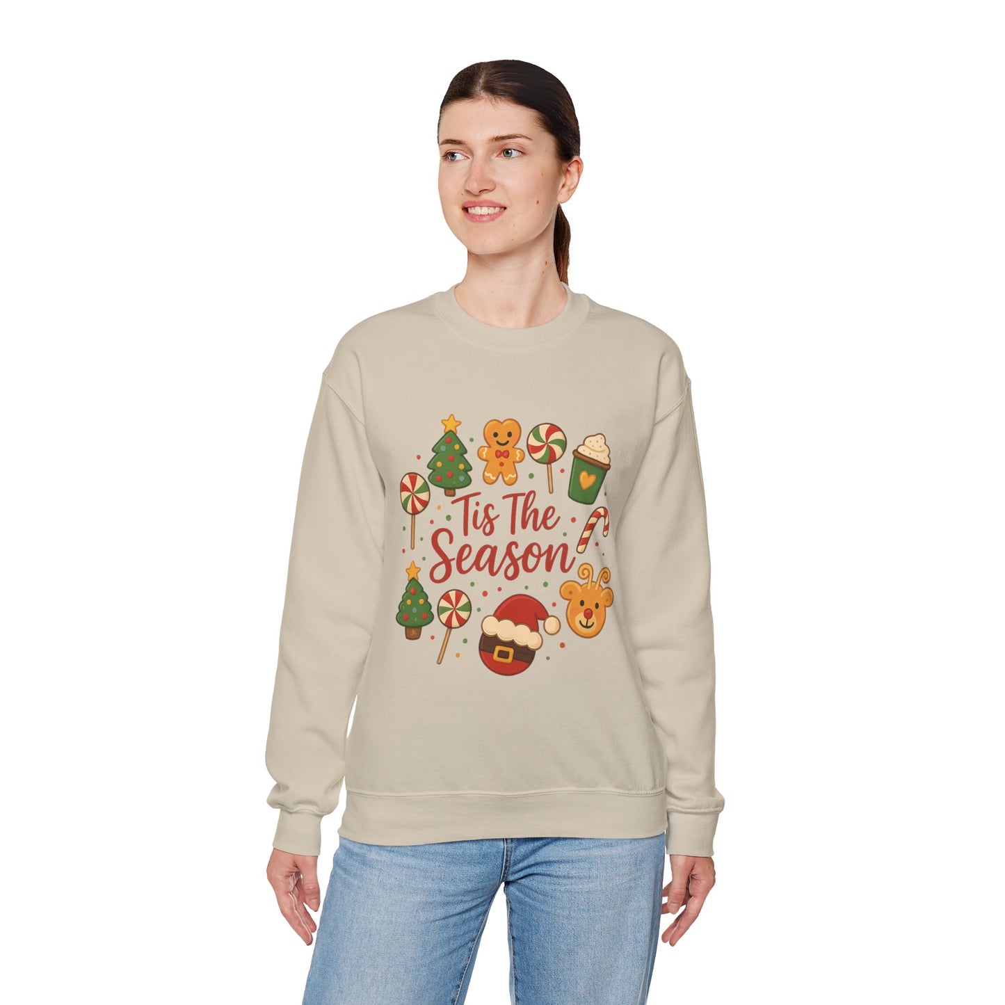 Cute Christmas Cookie & Santa Sweatshirt – ’Tis the Season Holiday Crewneck