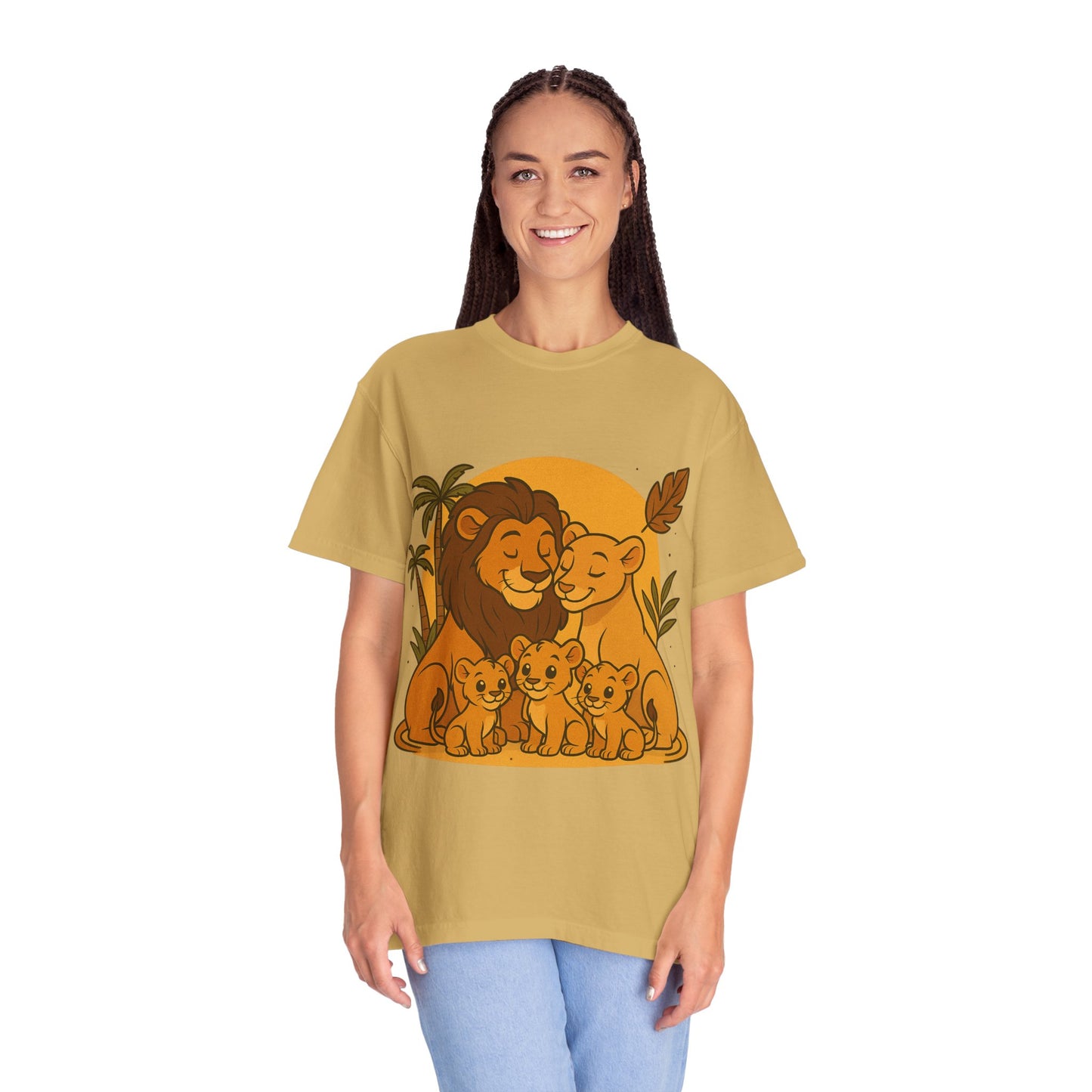 Lion Family T-Shirt – Mom, Dad & 3 Cub | Lion Pride Family Design | Mufasa| Cute Safari Jungle Tee