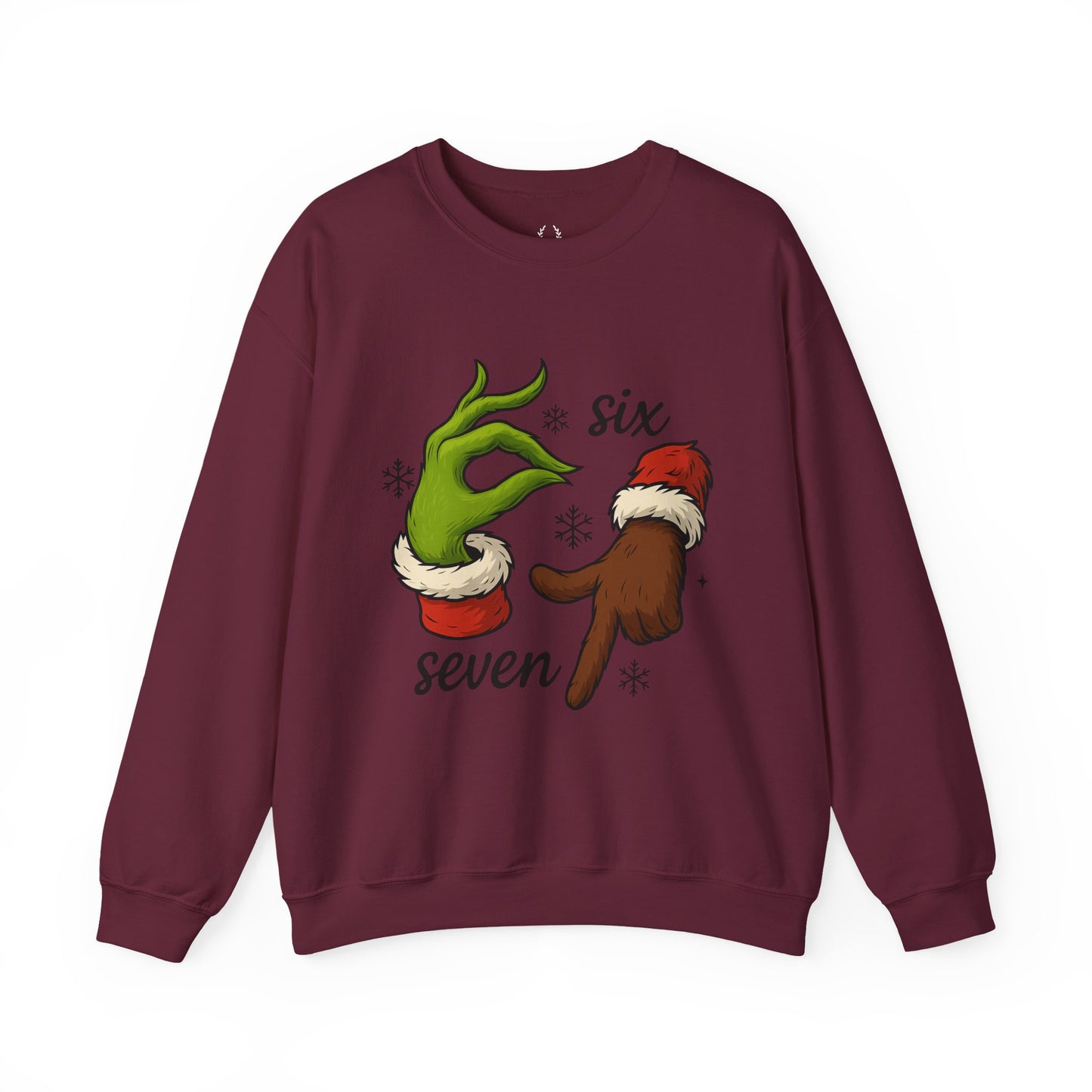 Six Seven Christmas Sweatshirt – Funny Grinch Hand Holiday Crewneck