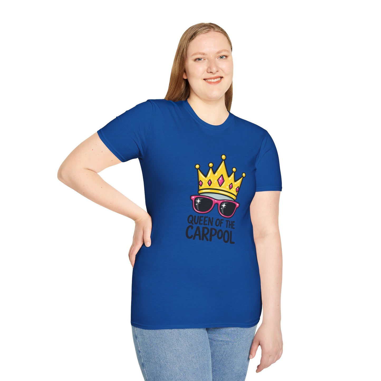 Queen of the Carpool T-Shirt – Funny Mom Crown & Sunglasses Tee