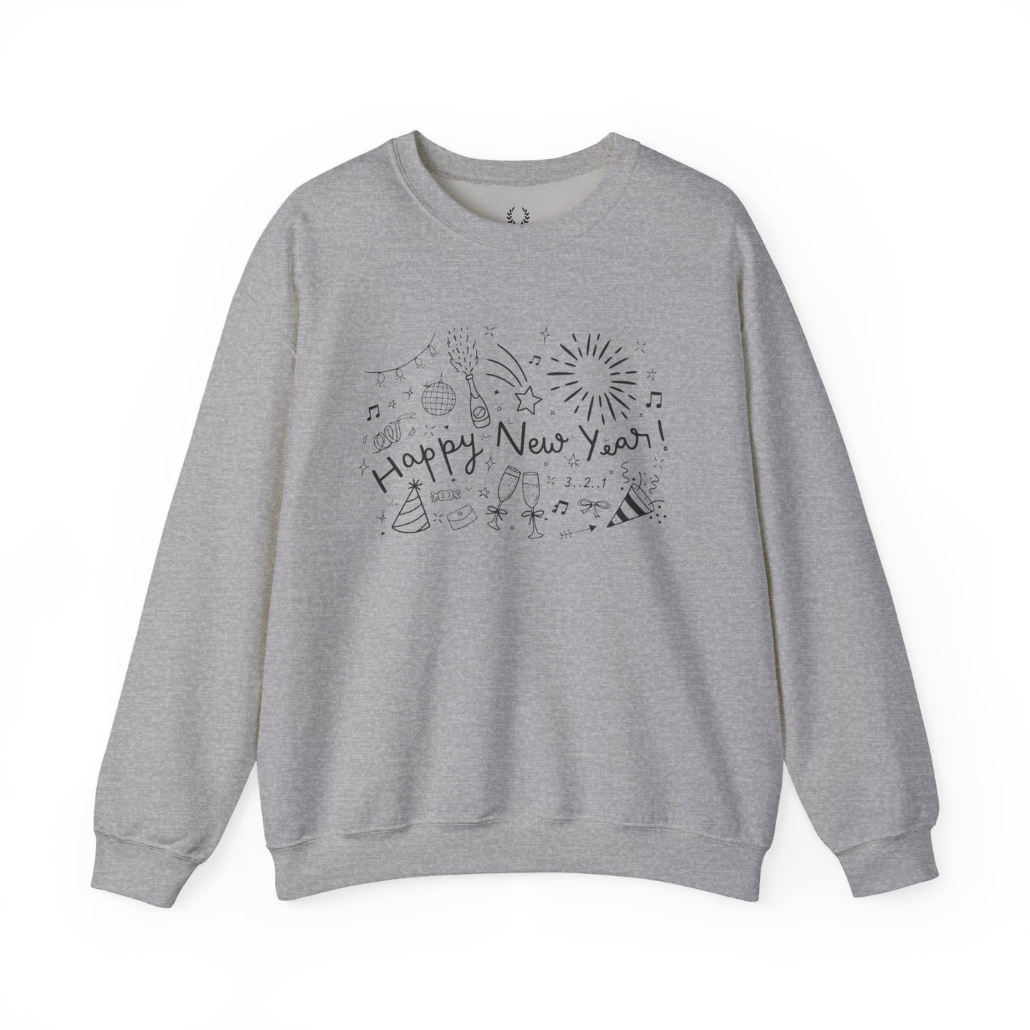 Happy New Year Sweatshirt | Festive Doodle Art | New Year Celebration Pullover