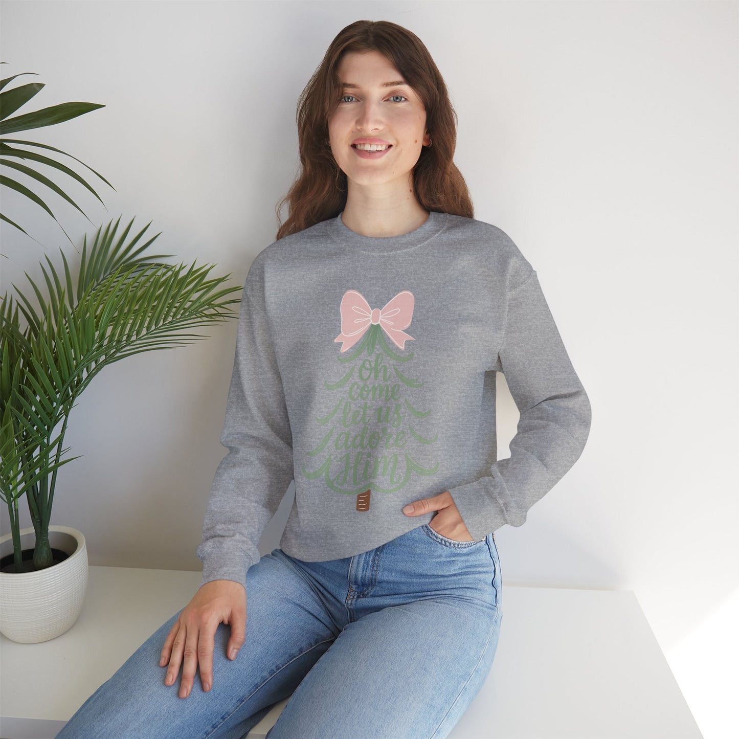 Christian Nativity Sweatshirt – Christmas “Oh Come Let Us Adore Him” Sweater