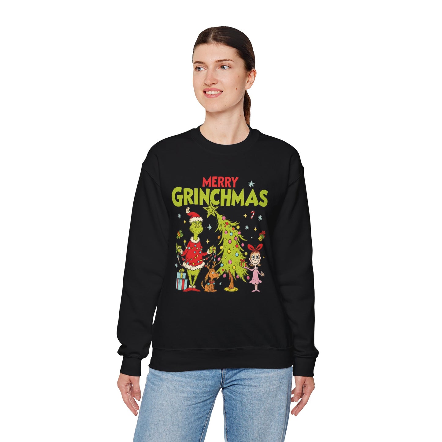 Merry Grinchmas Sweatshirt – Cute Grinch Christmas Tree Holiday Sweater