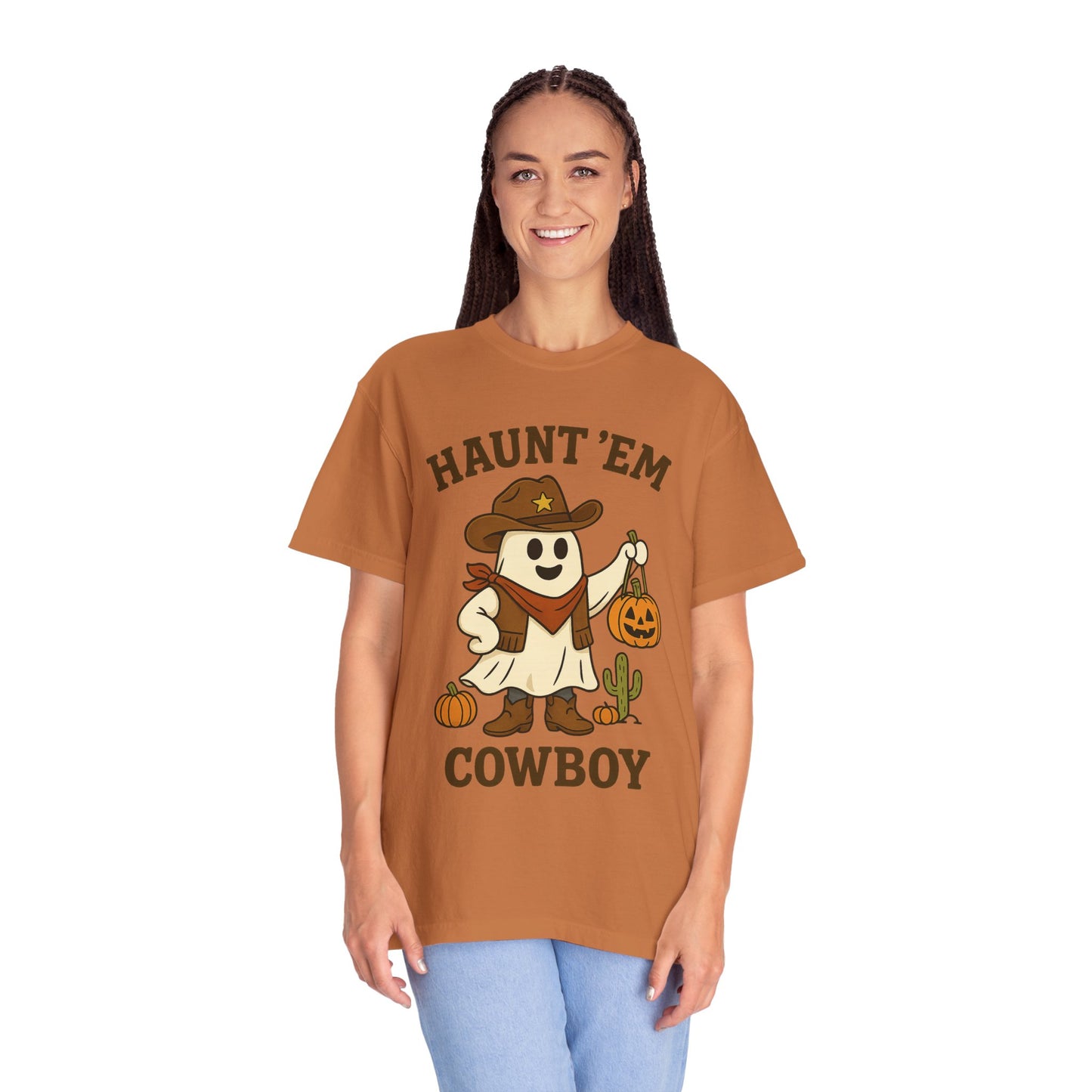 Halloween Cowboy T-Shirt, Unisex Tee, Fall Outfit, Festive Apparel, Pumpkin Costume, Haunt 'Em