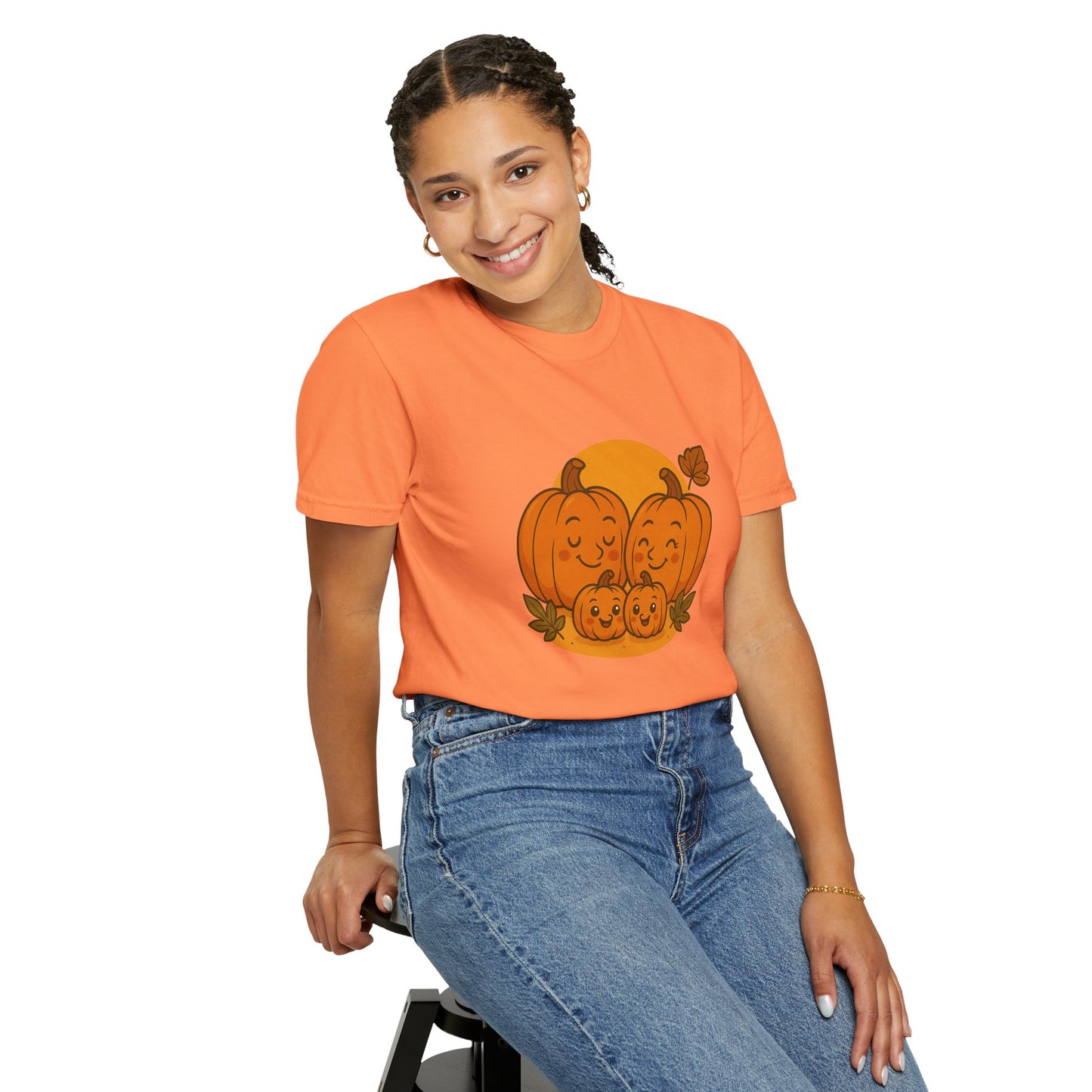 Cute Pumpkin Family T-Shirt with Two Baby Pumpkin – Fall Harvest Graphic Tee, Autumn Thanksgiving Shirt