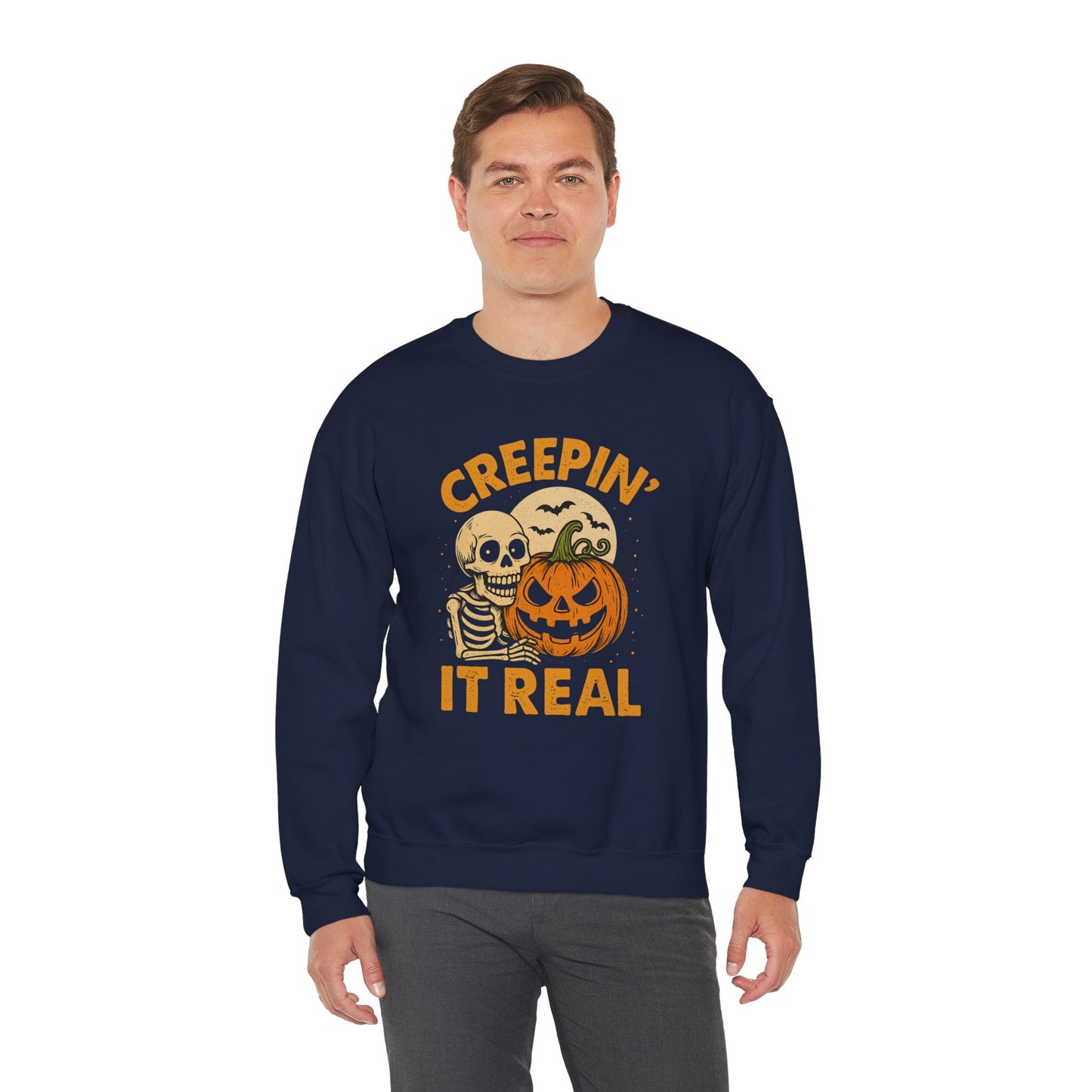 Halloween Crewneck Sweatshirt | Creepin' It Real | Fall Fashion | Spooky Season Apparel | Unisex Sweatshirt | Perfect for Halloween Parties