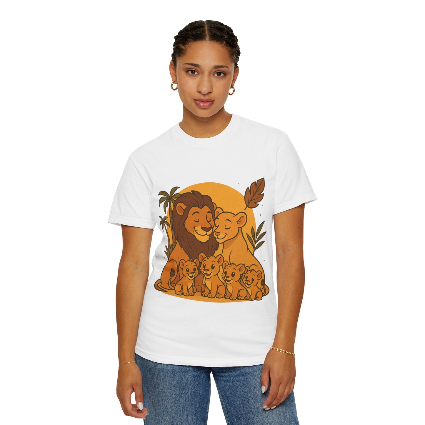 Lion Family T-Shirt – Mom, Dad & 4 Cub | Lion Pride Family Design | Mufasa| Cute Safari Jungle Tee
