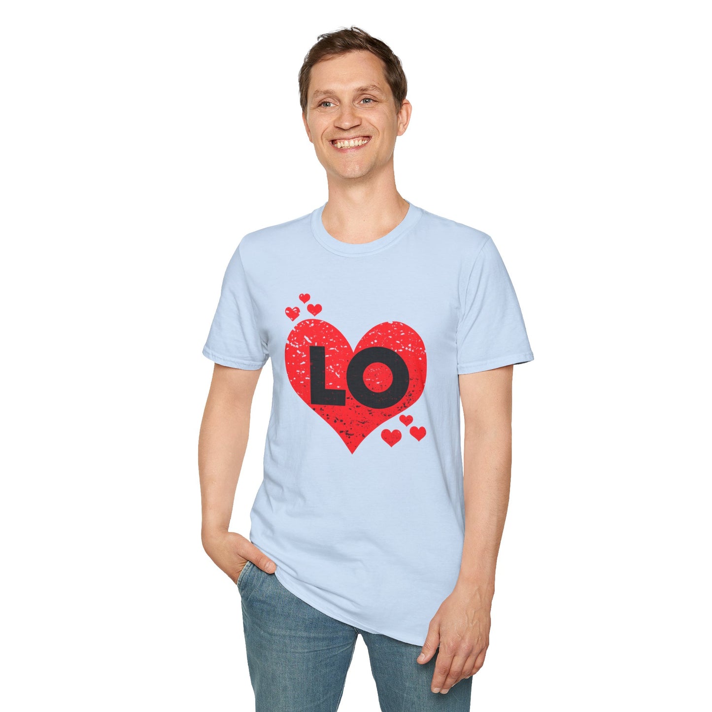 Love Heart T‑Shirt — Red Heart “LO” Graphic Tee for Valentine’s & Couples