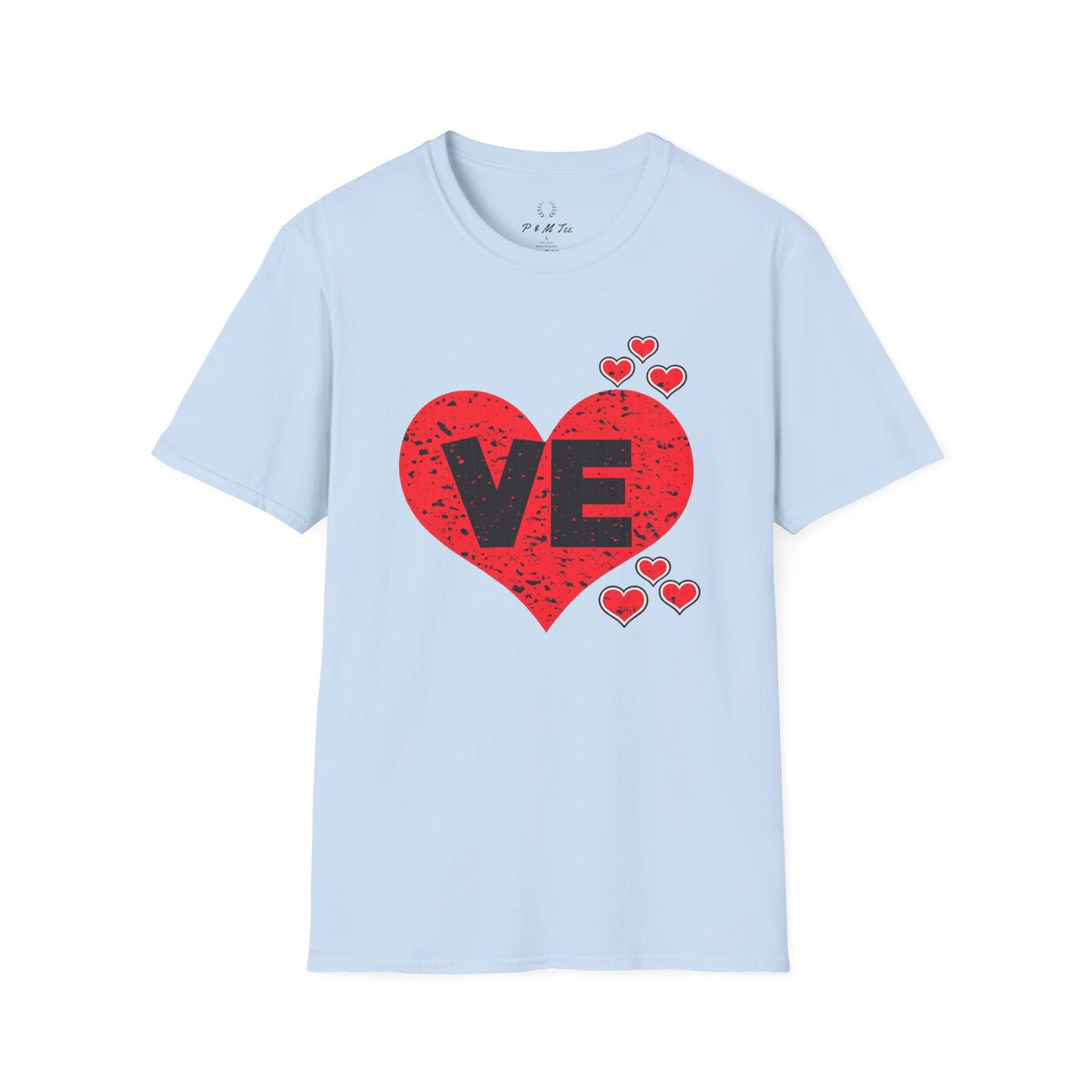 Love Heart T-Shirt — "VE" Red Heart Valentine Tee