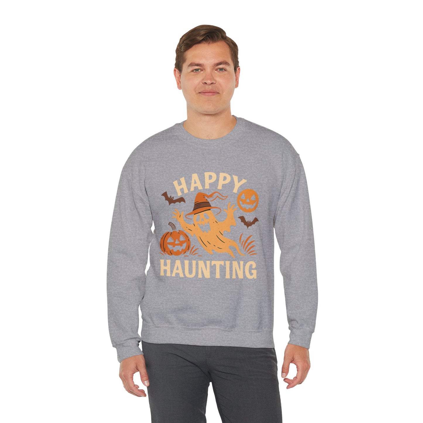 Halloween Ghost Crewneck Sweatshirt | Cozy Ghost Sweatshirt | Fall Fashion | Happy Haunting Apparel | Unisex Halloween Wear | Spooky Season Gift