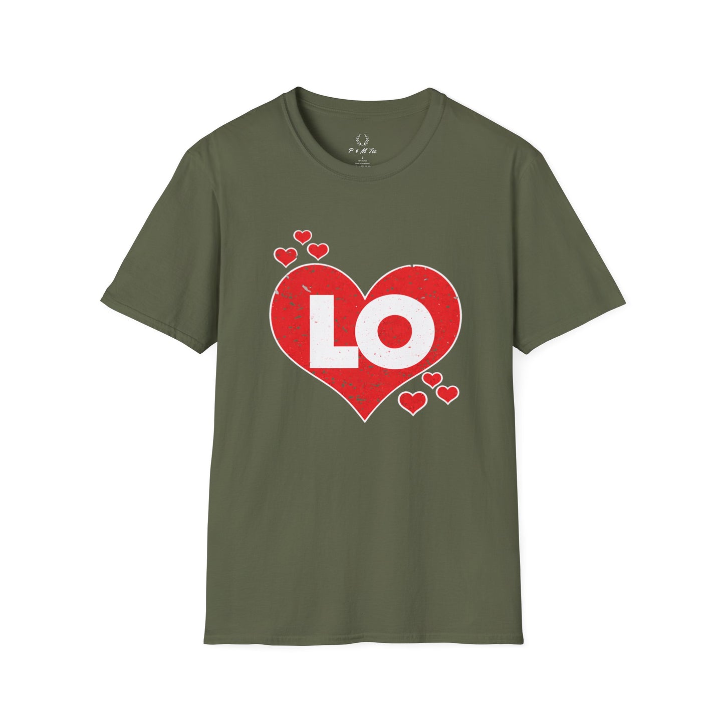 Love Heart T‑Shirt — Red Heart “LO” Graphic Tee for Valentine’s & Couples
