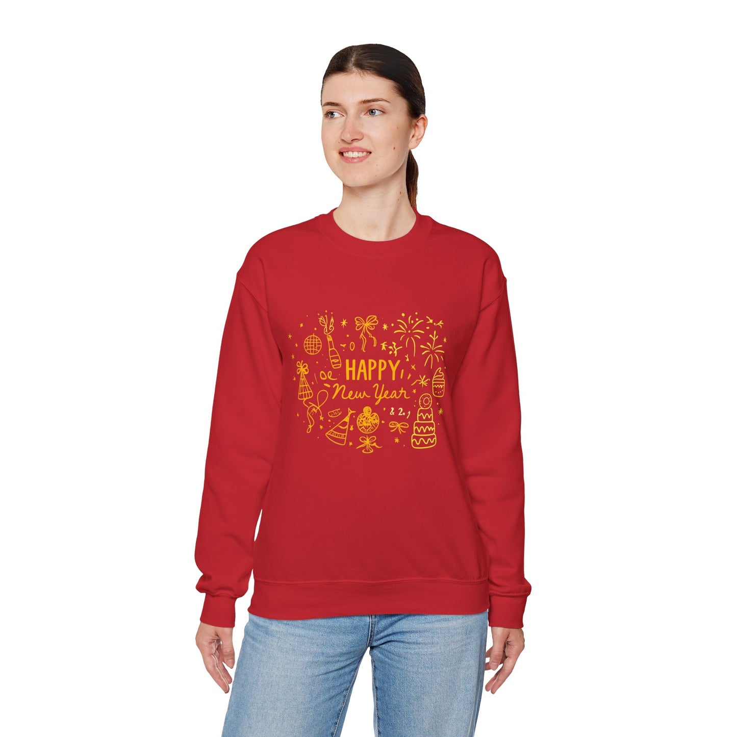 Happy New Year Sweatshirt | Minimal Doodle Celebration Design