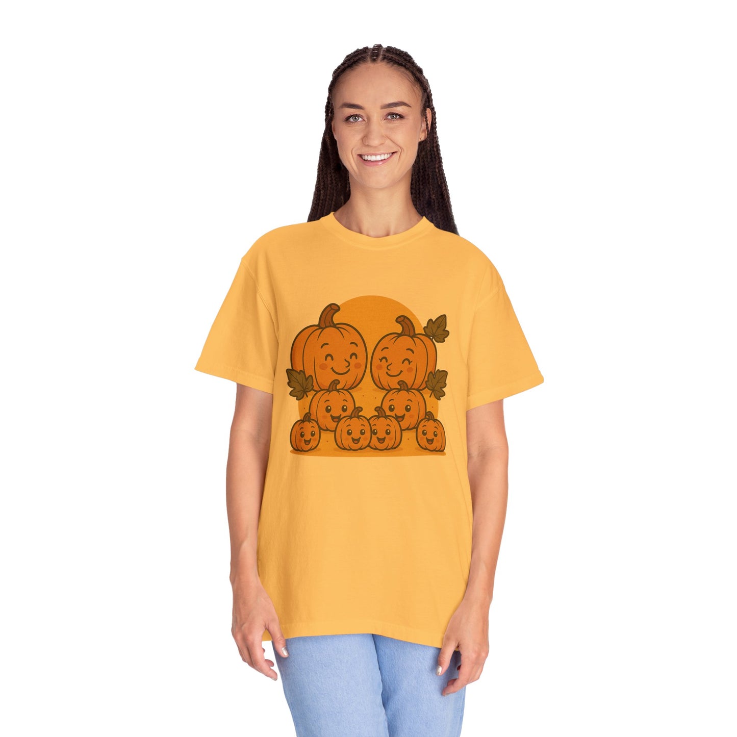 Cute Pumpkin Family T-Shirt with Six Baby Pumpkins – Fall Harvest Graphic Tee, Autumn Thanksgiving Shirt