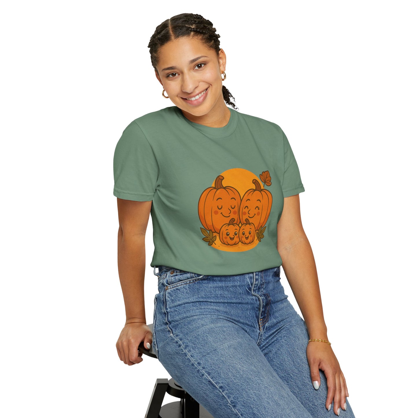 Cute Pumpkin Family T-Shirt with Two Baby Pumpkin – Fall Harvest Graphic Tee, Autumn Thanksgiving Shirt