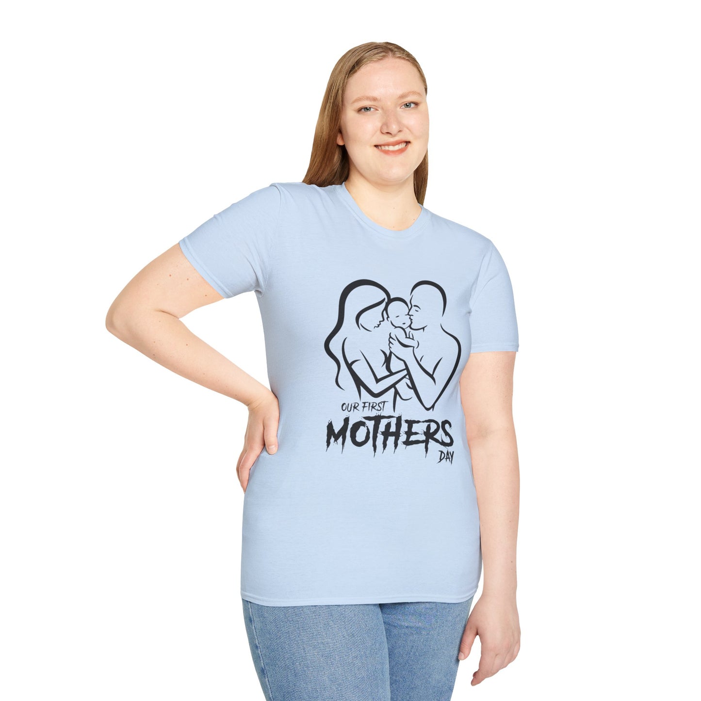 Mother’s Day First Family T-Shirt — “Our First Mothers Day” Baby Celebration Tee