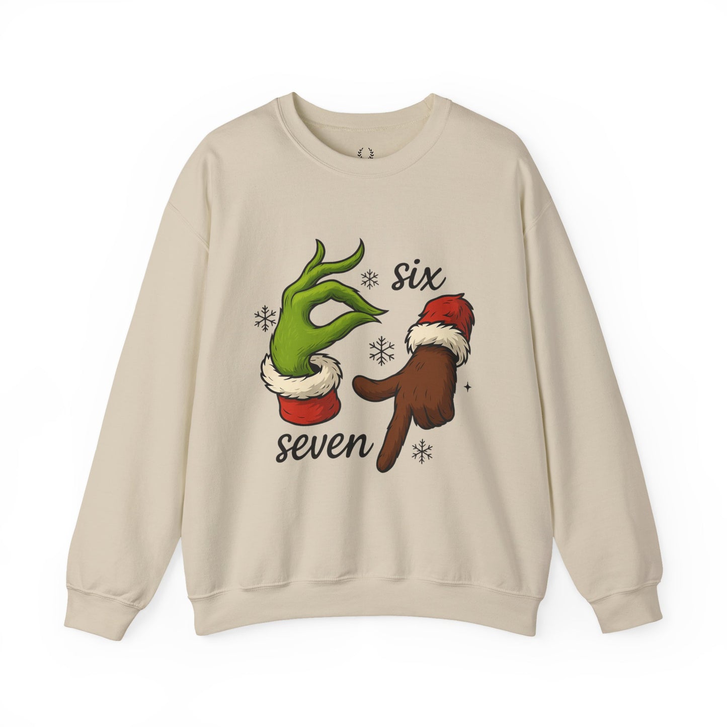 Six Seven Christmas Sweatshirt – Funny Grinch Hand Holiday Crewneck