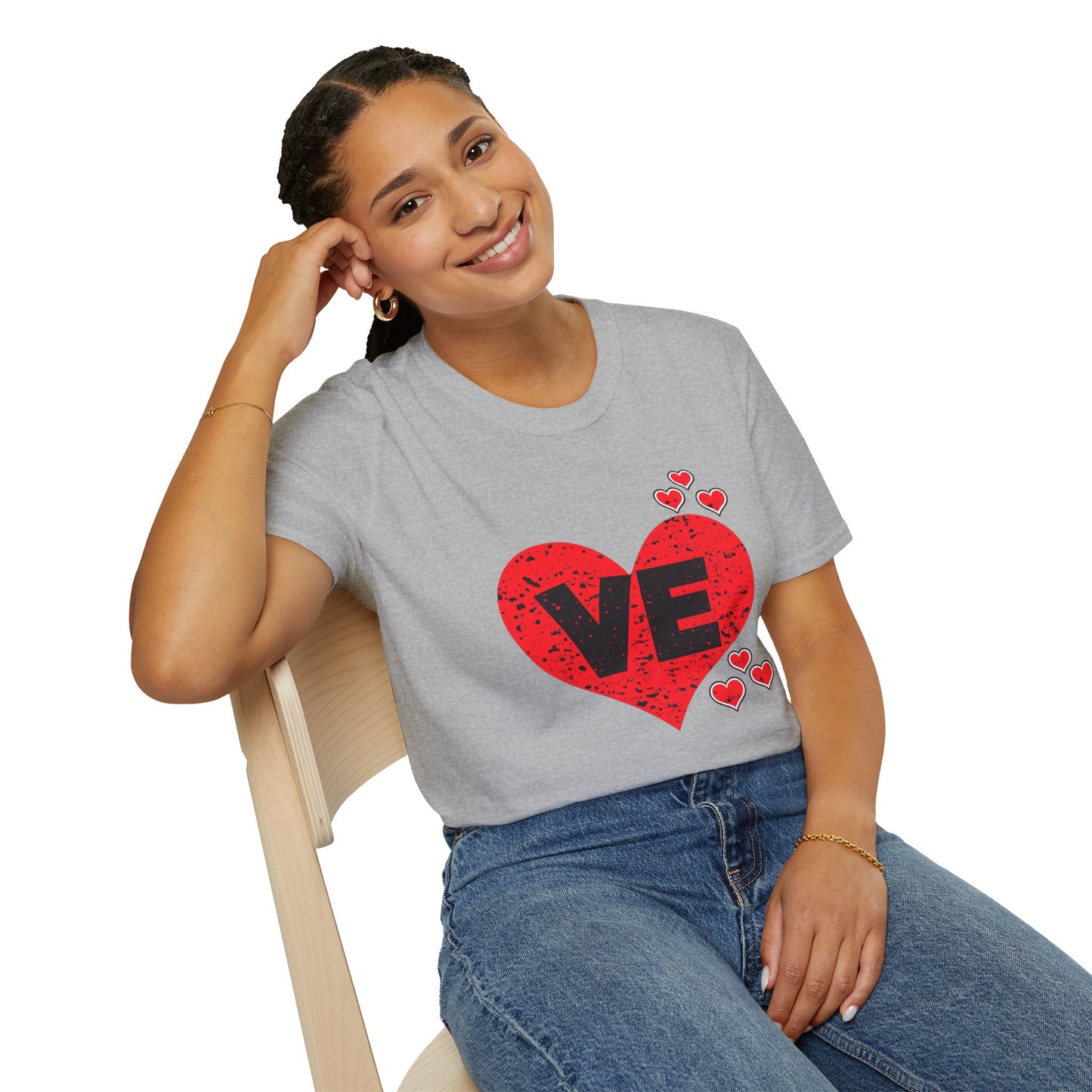 Love Heart T-Shirt — "VE" Red Heart Valentine Tee