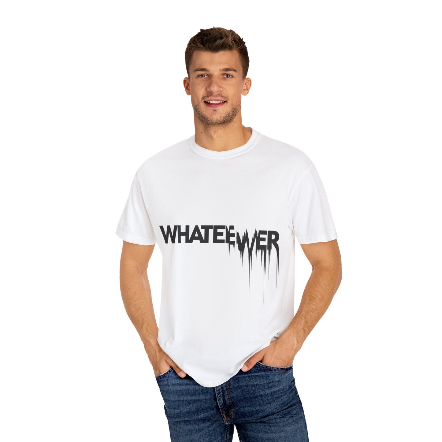 Edgy “WHATEVER” T-Shirt – Distorted Grunge Typography Tee