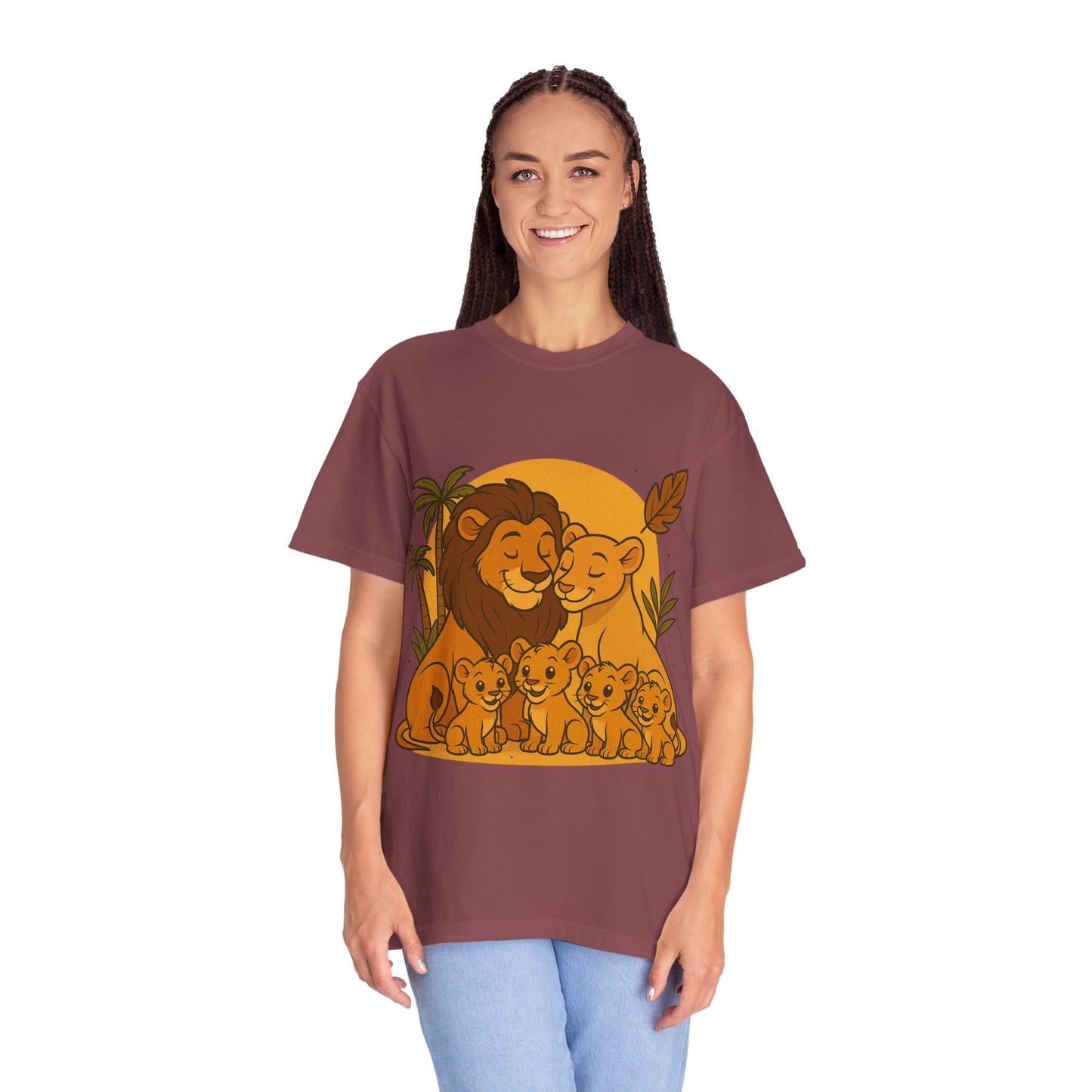 Lion Family T-Shirt – Mom, Dad & 4 Cub | Lion Pride Family Design | Mufasa| Cute Safari Jungle Tee