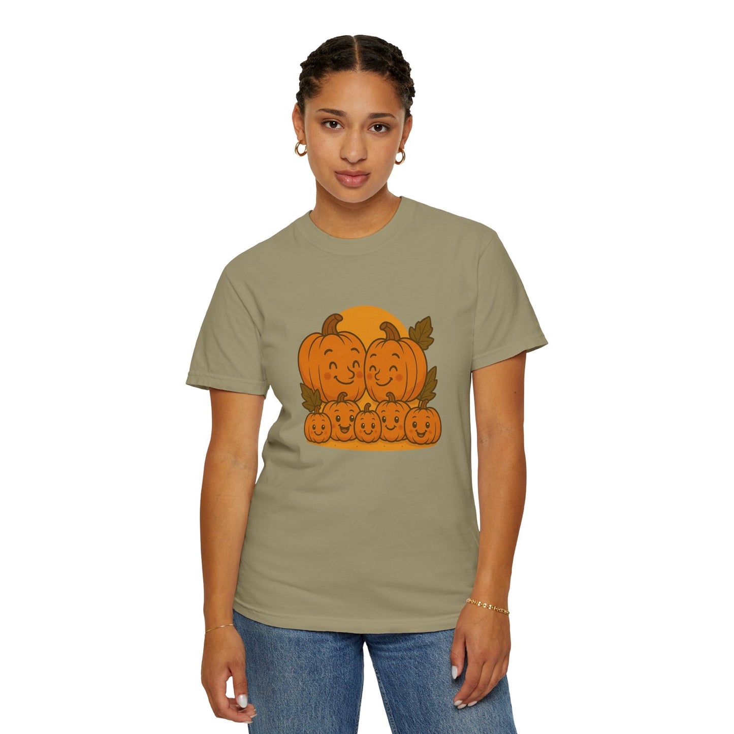 Cute Pumpkin Family T-Shirt with Five Baby Pumpkins – Fall Harvest Graphic Tee, Autumn Thanksgiving Shirt