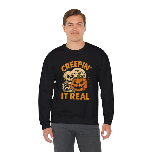 Halloween Crewneck Sweatshirt | Creepin' It Real | Fall Fashion | Spooky Season Apparel | Unisex Sweatshirt | Perfect for Halloween Parties