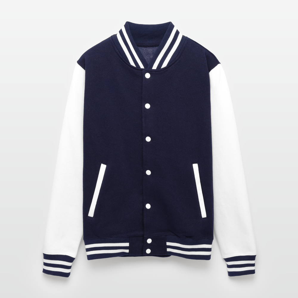 Just Hoods Heavyweight Letterman Jacket - navy/white