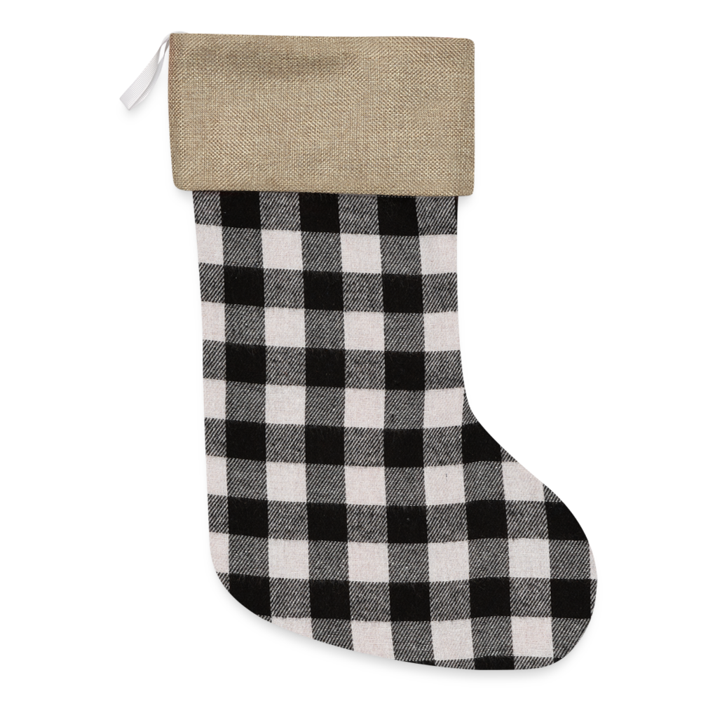 Plaid Christmas Stocking - white/black