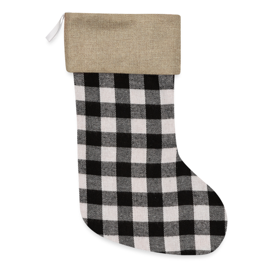 Plaid Christmas Stocking - white/black