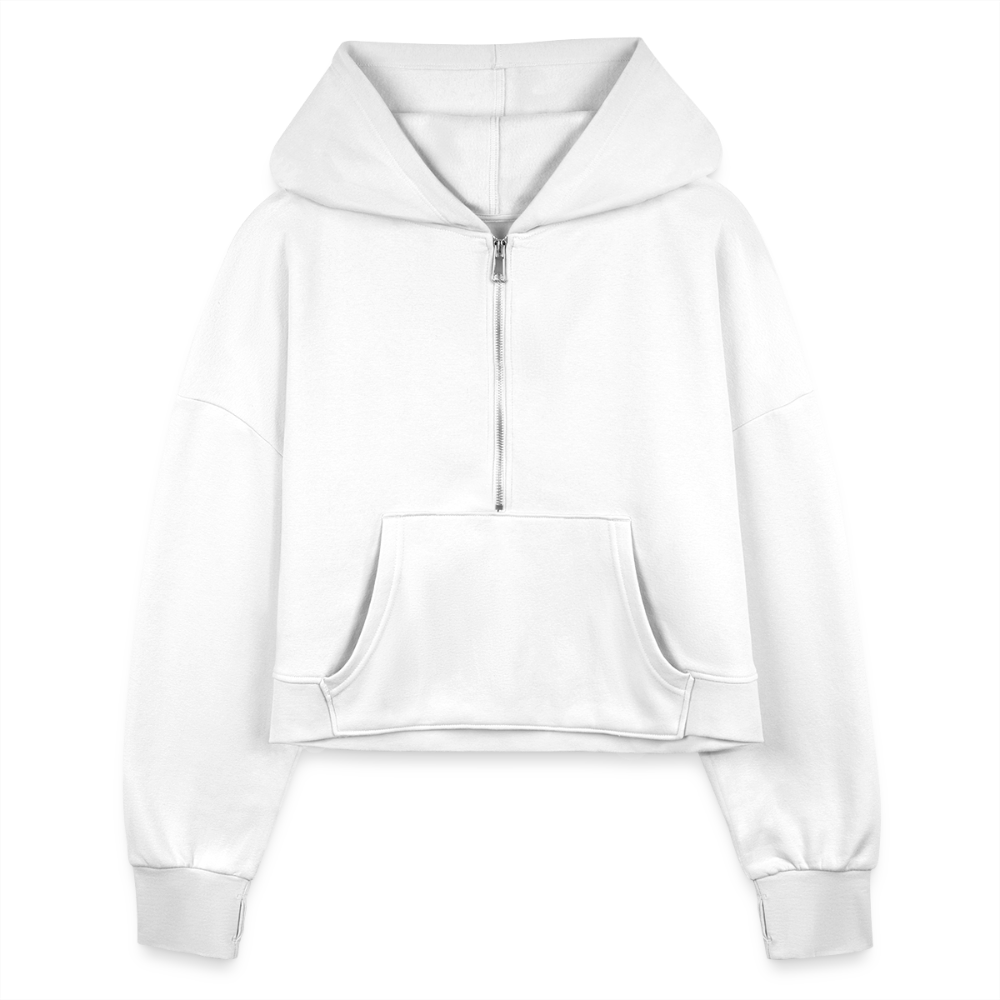 Women's Half Zip Cropped Hoodie - white