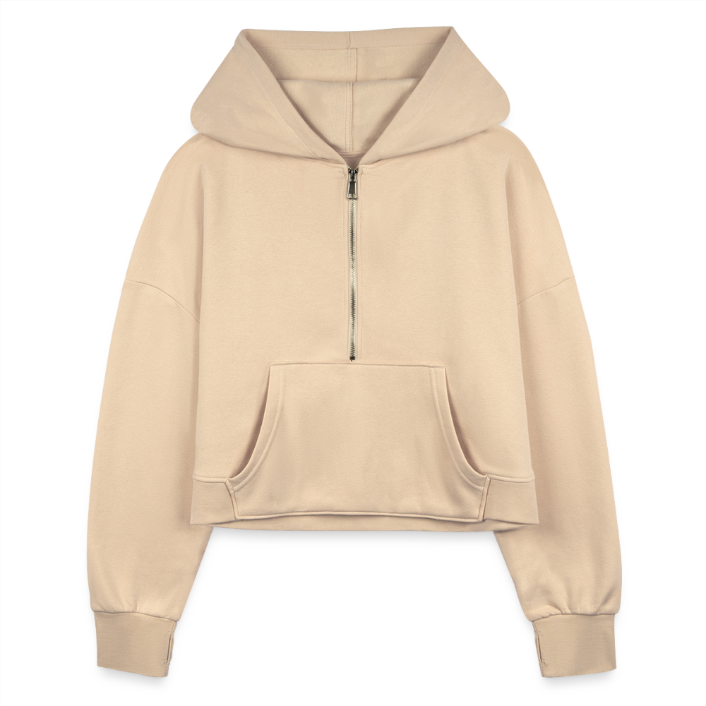 Women's Half Zip Cropped Hoodie - nude