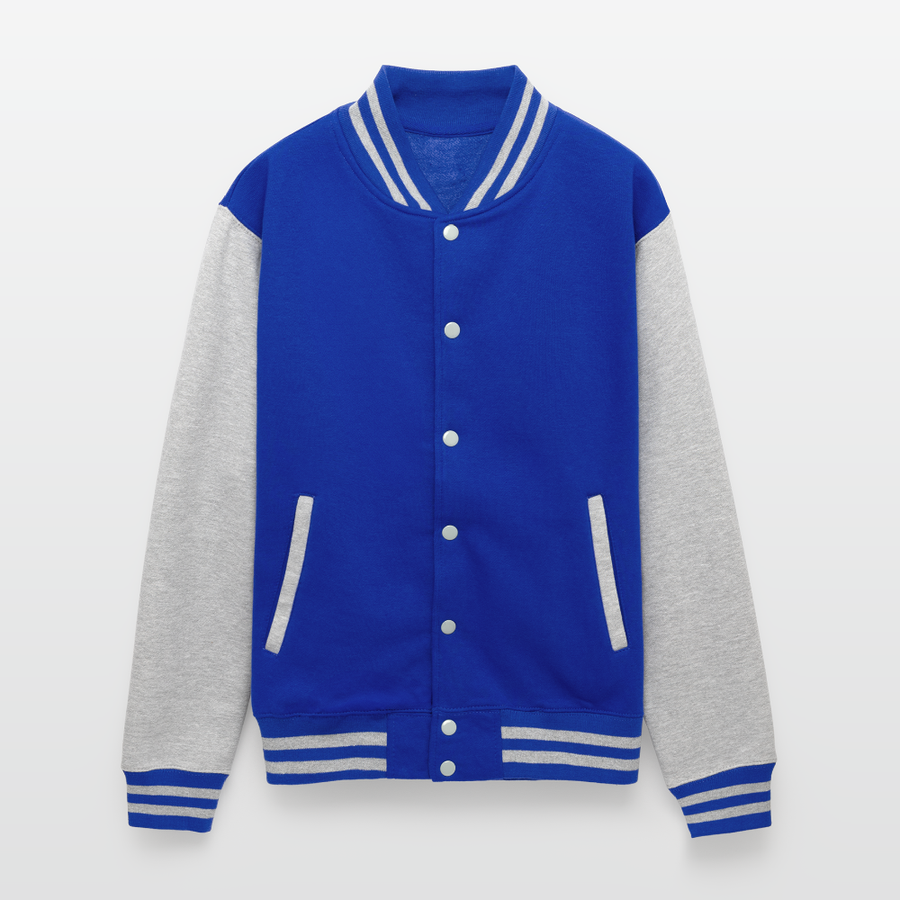 Just Hoods Heavyweight Letterman Jacket - royal/heather grey