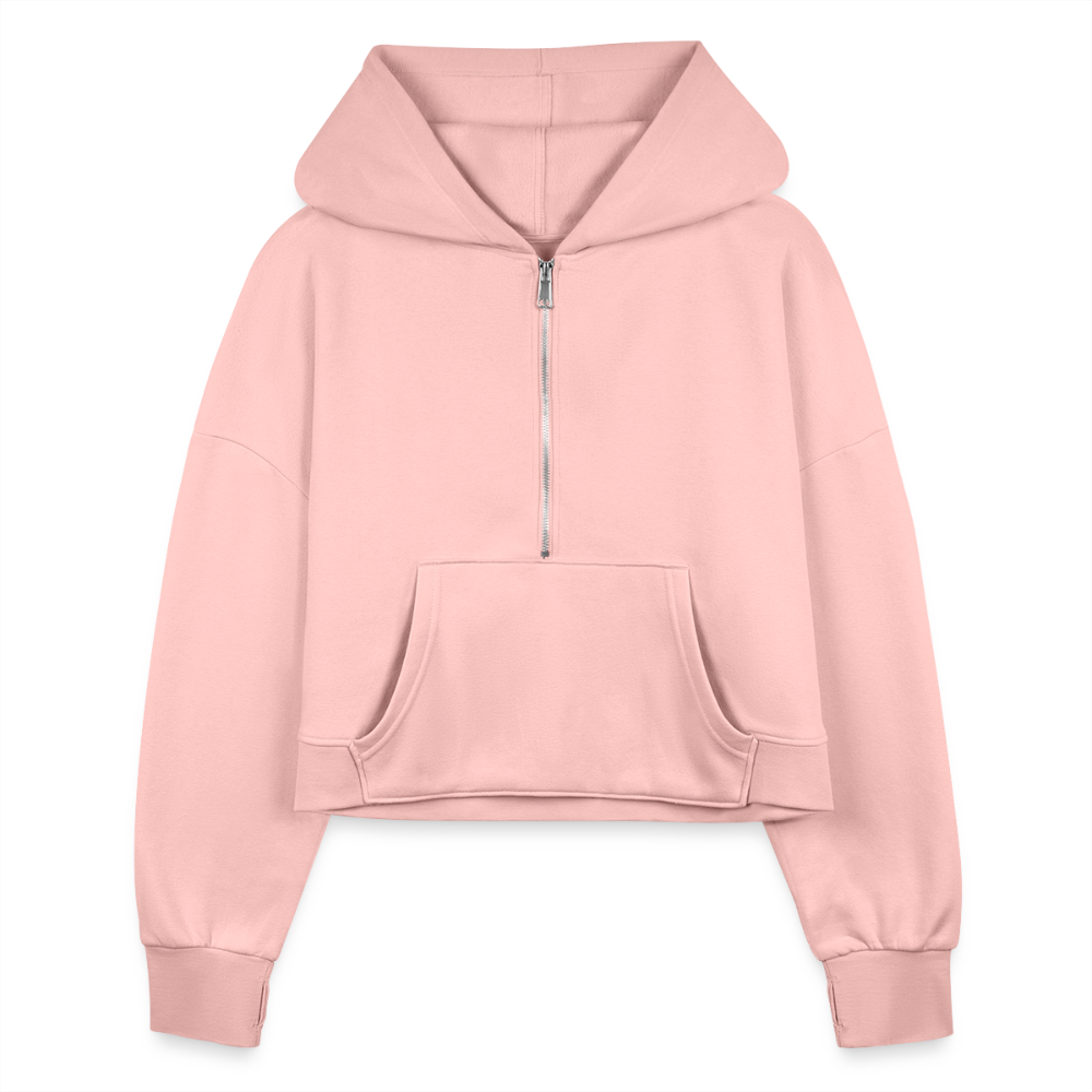 Women's Half Zip Cropped Hoodie - light pink