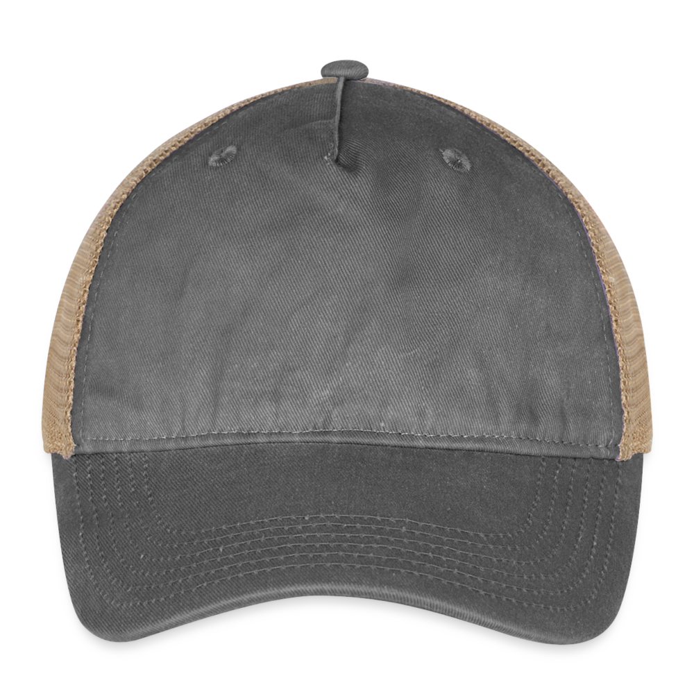 Pigment Dyed Trucker Hat - washed black/beige