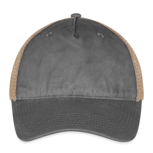 Pigment Dyed Trucker Hat - washed black/beige