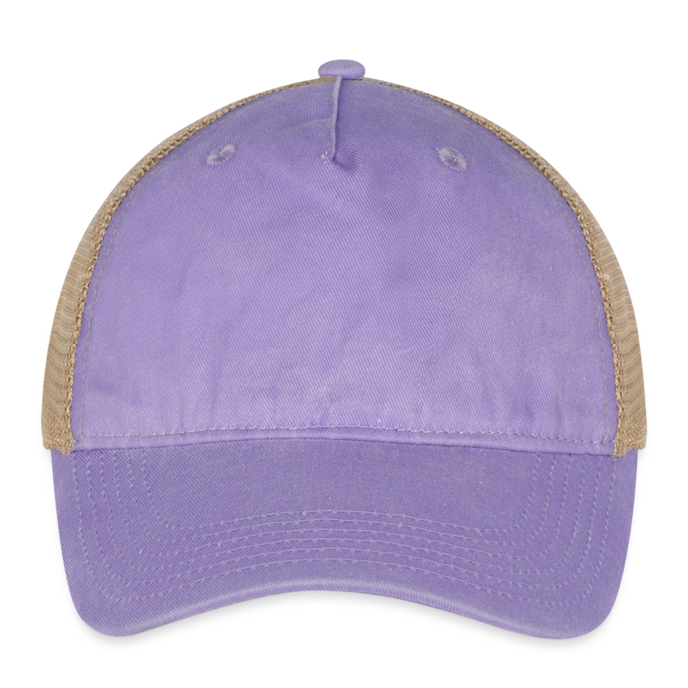 Pigment Dyed Trucker Hat - washed purple/beige