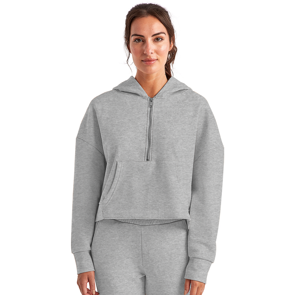 Women's Half Zip Cropped Hoodie - heather gray