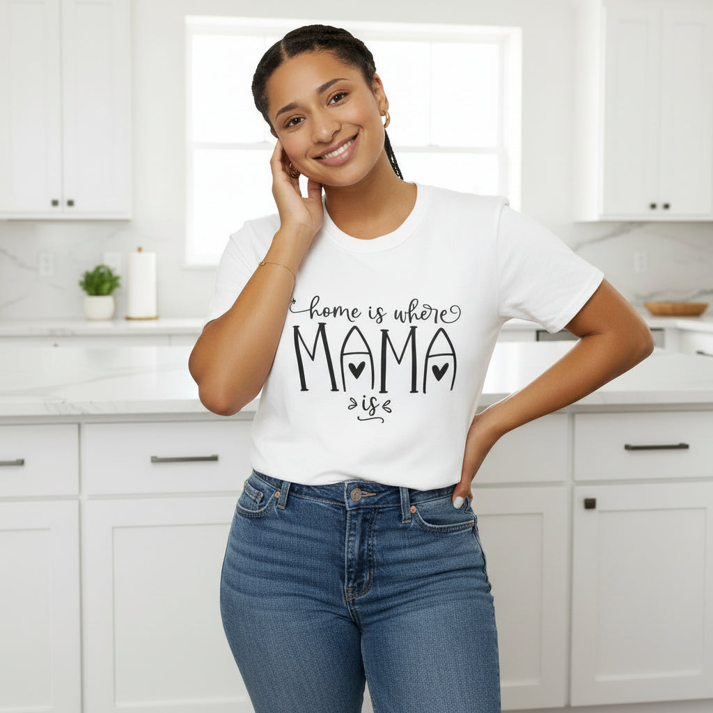 Mama Life T-Shirt — "Home Is Where Mama Is" Cozy Mom Tee