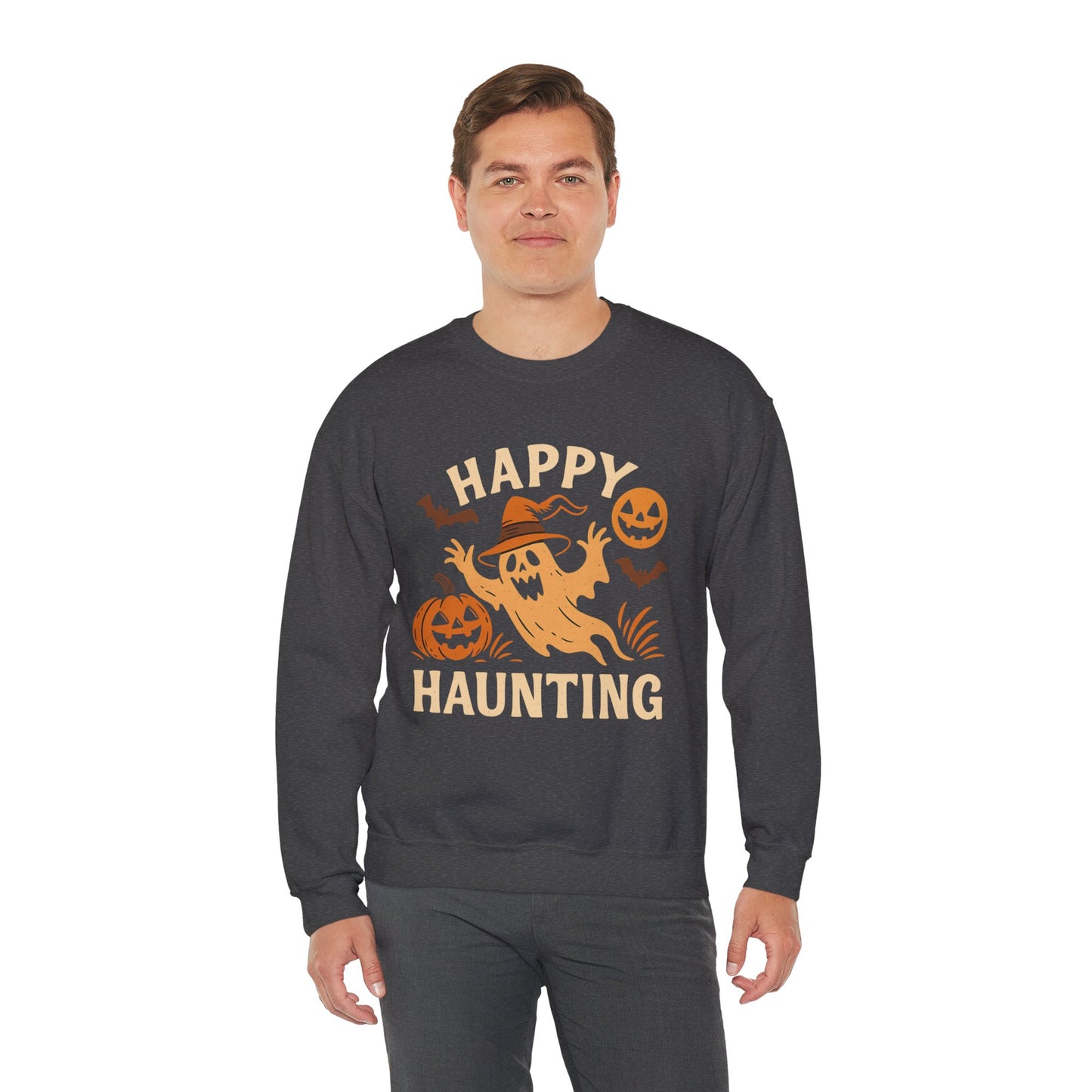 Halloween Ghost Crewneck Sweatshirt | Cozy Ghost Sweatshirt | Fall Fashion | Happy Haunting Apparel | Unisex Halloween Wear | Spooky Season Gift