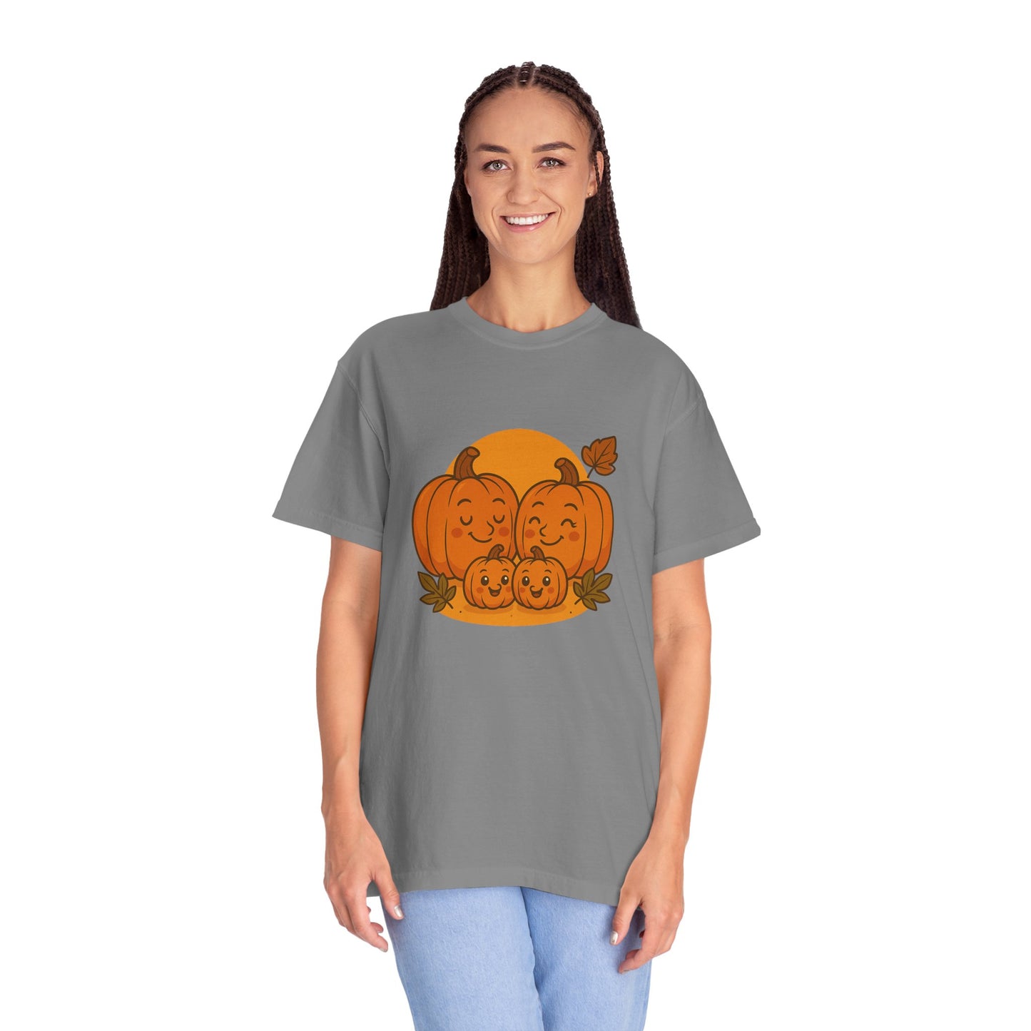 Cute Pumpkin Family T-Shirt with Two Baby Pumpkin – Fall Harvest Graphic Tee, Autumn Thanksgiving Shirt