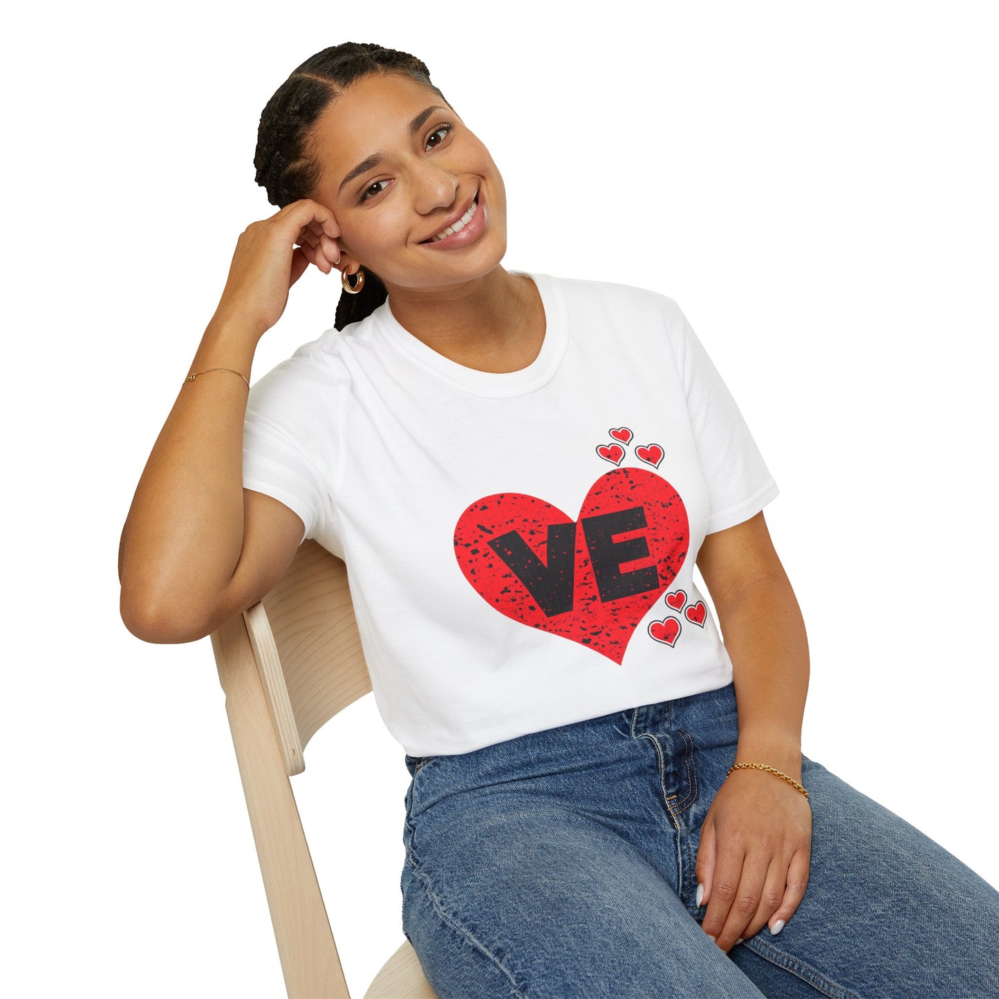Love Heart T-Shirt — "VE" Red Heart Valentine Tee