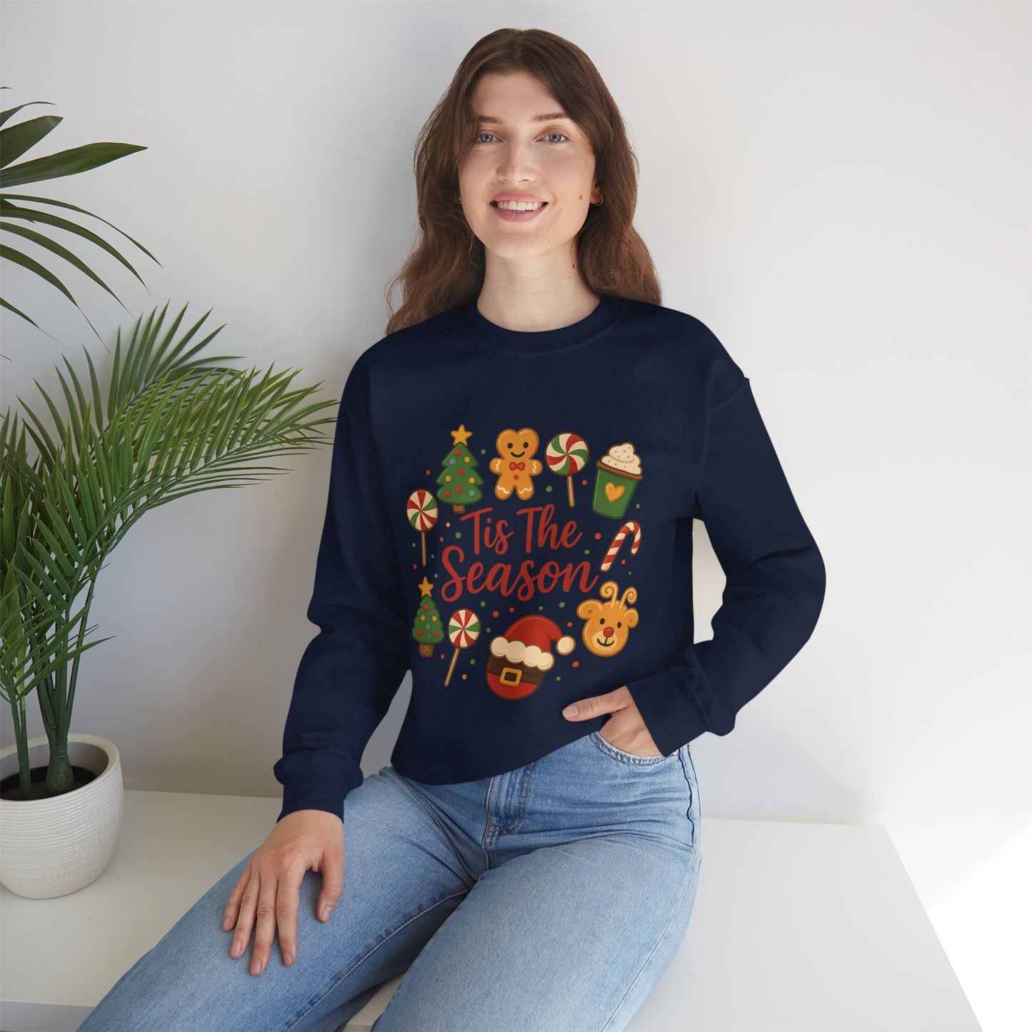 Cute Christmas Cookie & Santa Sweatshirt – ’Tis the Season Holiday Crewneck