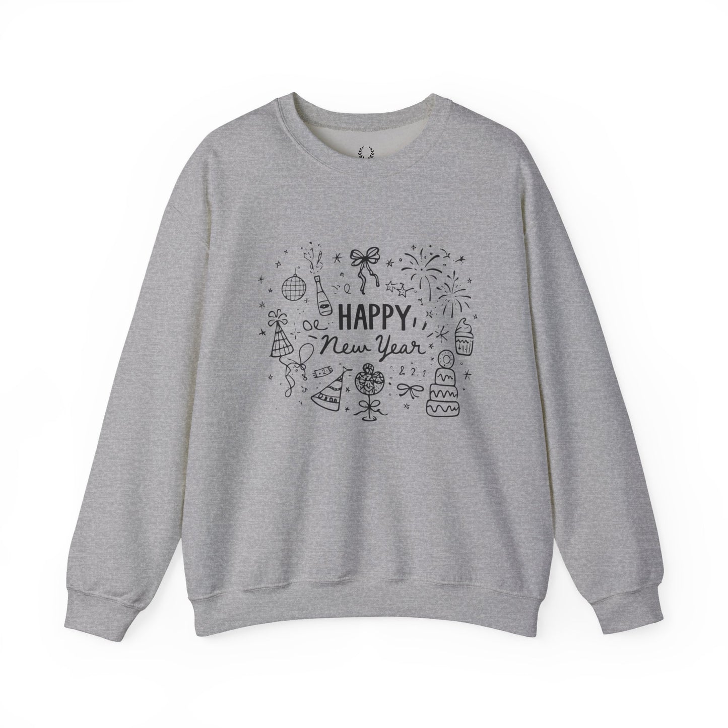 Happy New Year Sweatshirt | Minimal Doodle Celebration Design