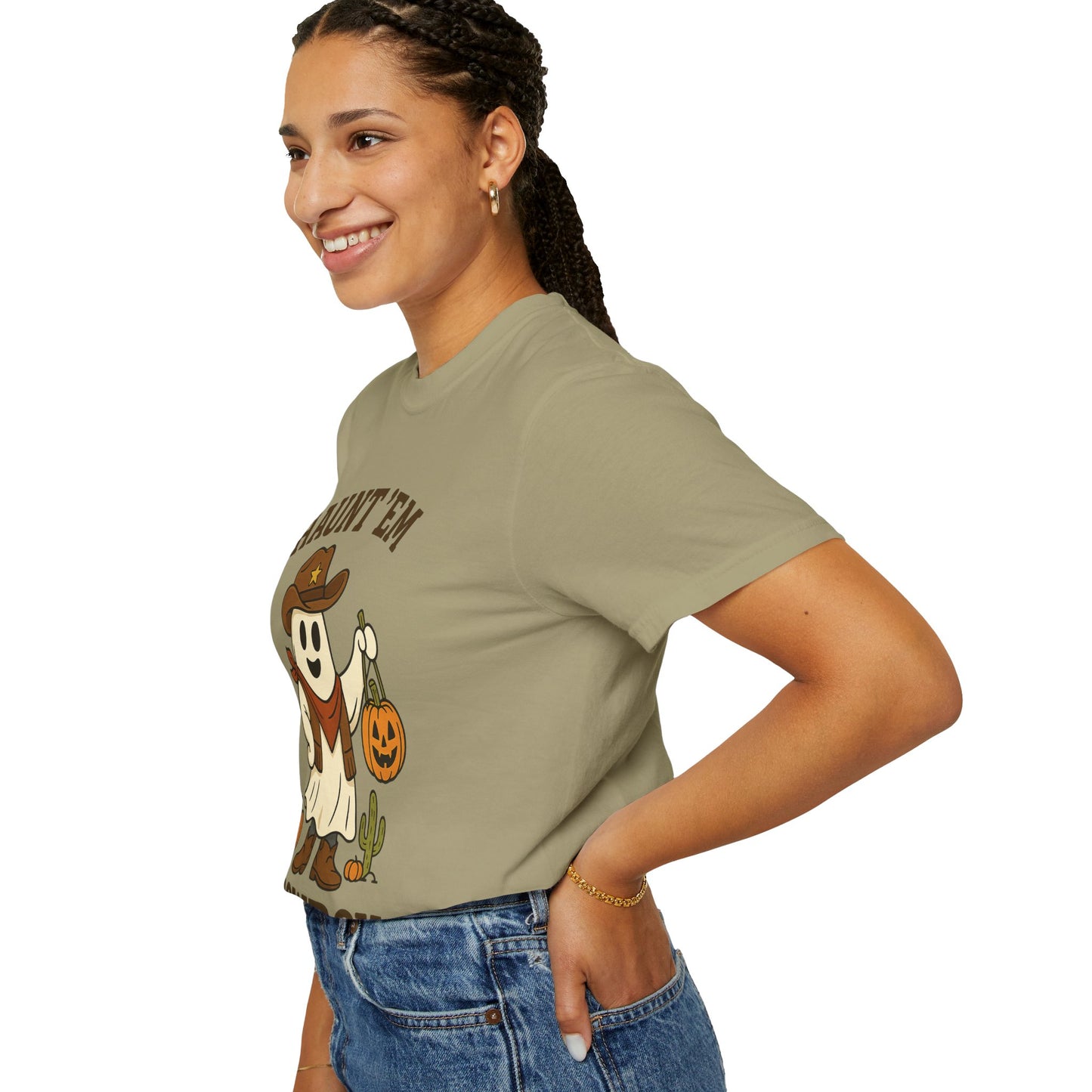 Halloween Cowboy T-Shirt, Unisex Tee, Fall Outfit, Festive Apparel, Pumpkin Costume, Haunt 'Em