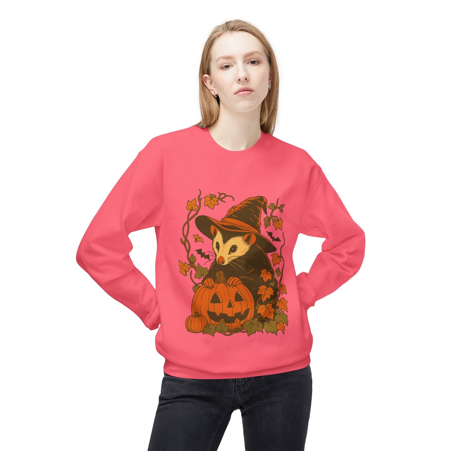 Opossum Halloween Fleece Sweatshirt | Cute Spooky Season Goblincore Sweater