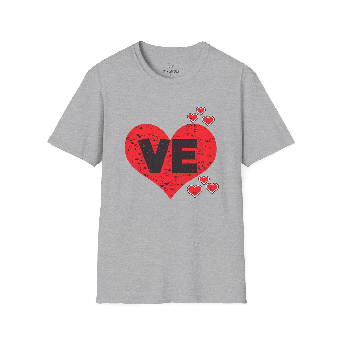 Love Heart T-Shirt — "VE" Red Heart Valentine Tee