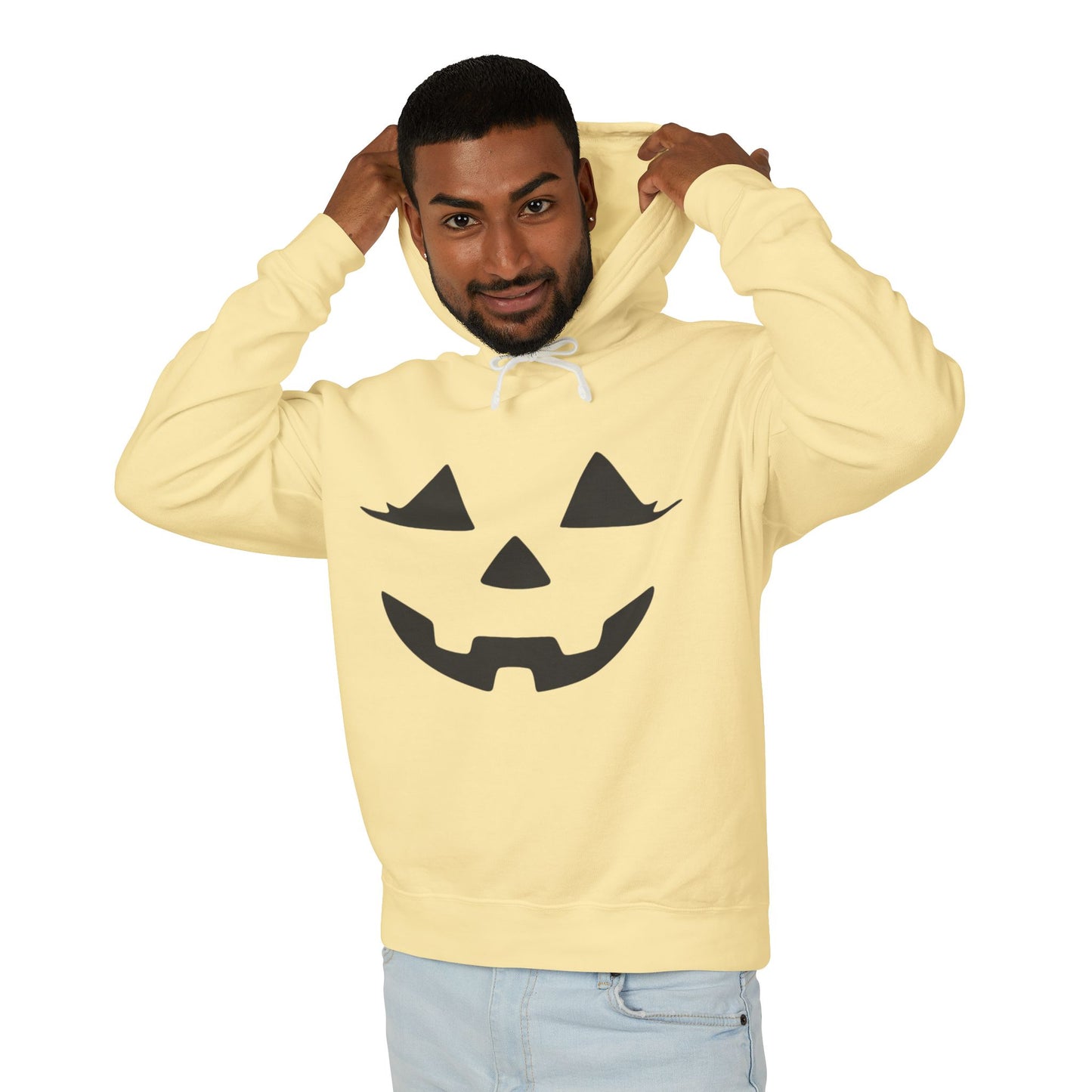 Halloween Pumpkin Hoodie | Lightweight Sweatshirt for Fall | Unisex Hooded Top | Perfect for Halloween Parties | Autumn Celebrations