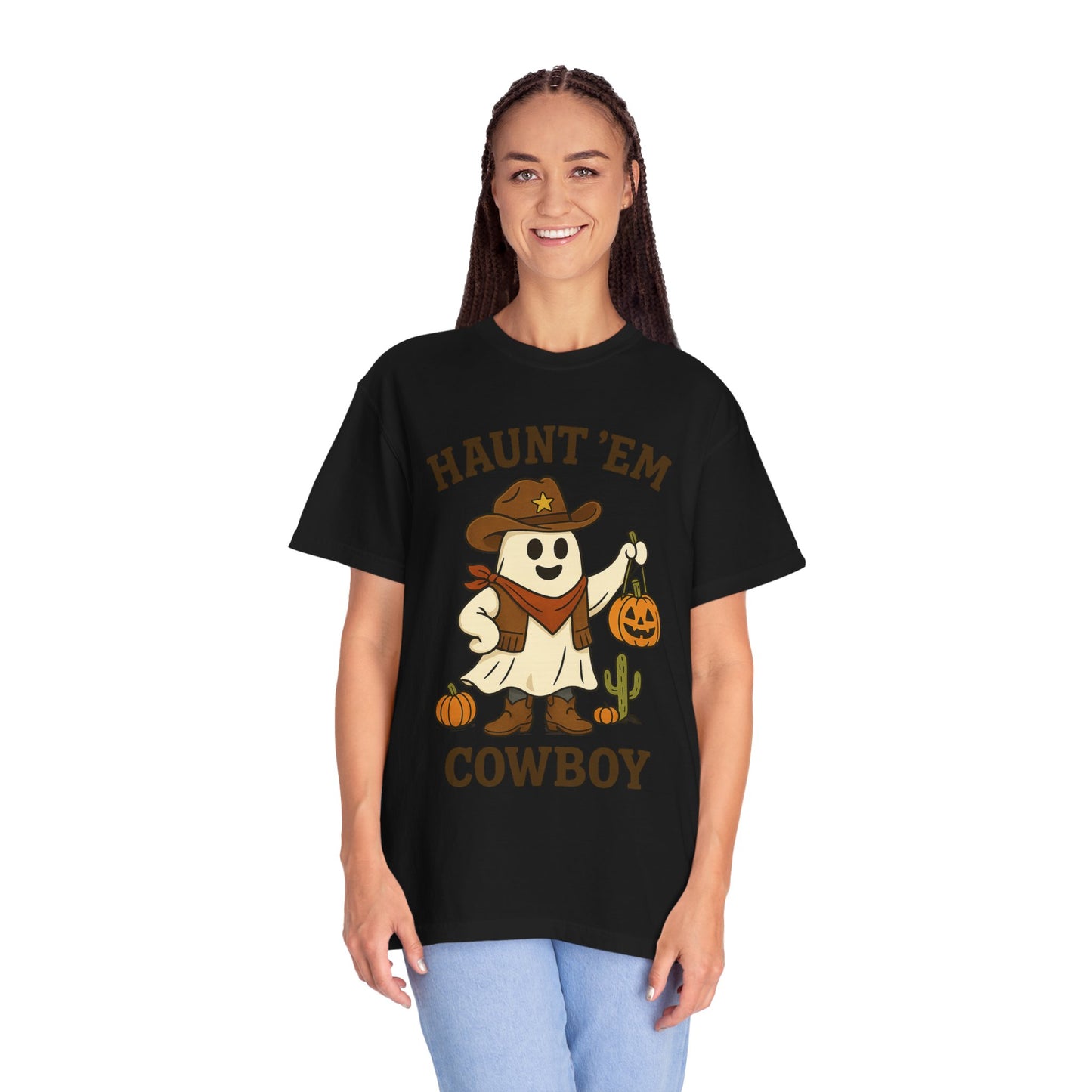 Halloween Cowboy T-Shirt, Unisex Tee, Fall Outfit, Festive Apparel, Pumpkin Costume, Haunt 'Em